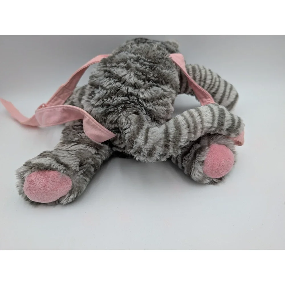 Gymboree Plush Backpack Gray Pink Striped Cat Kitten Ribbon Bow 2007